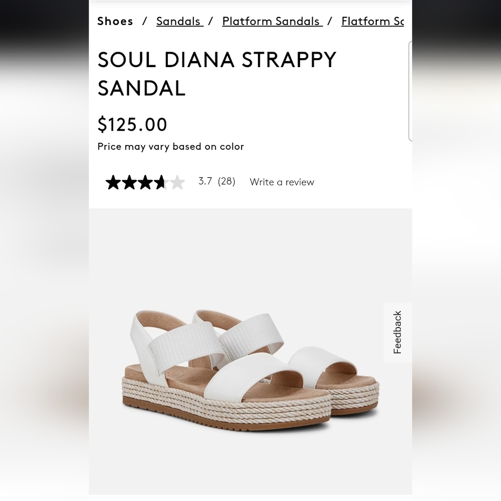 Naturalizer SOUL Diana Sandal White 9 Medium - Picture 1 of 2